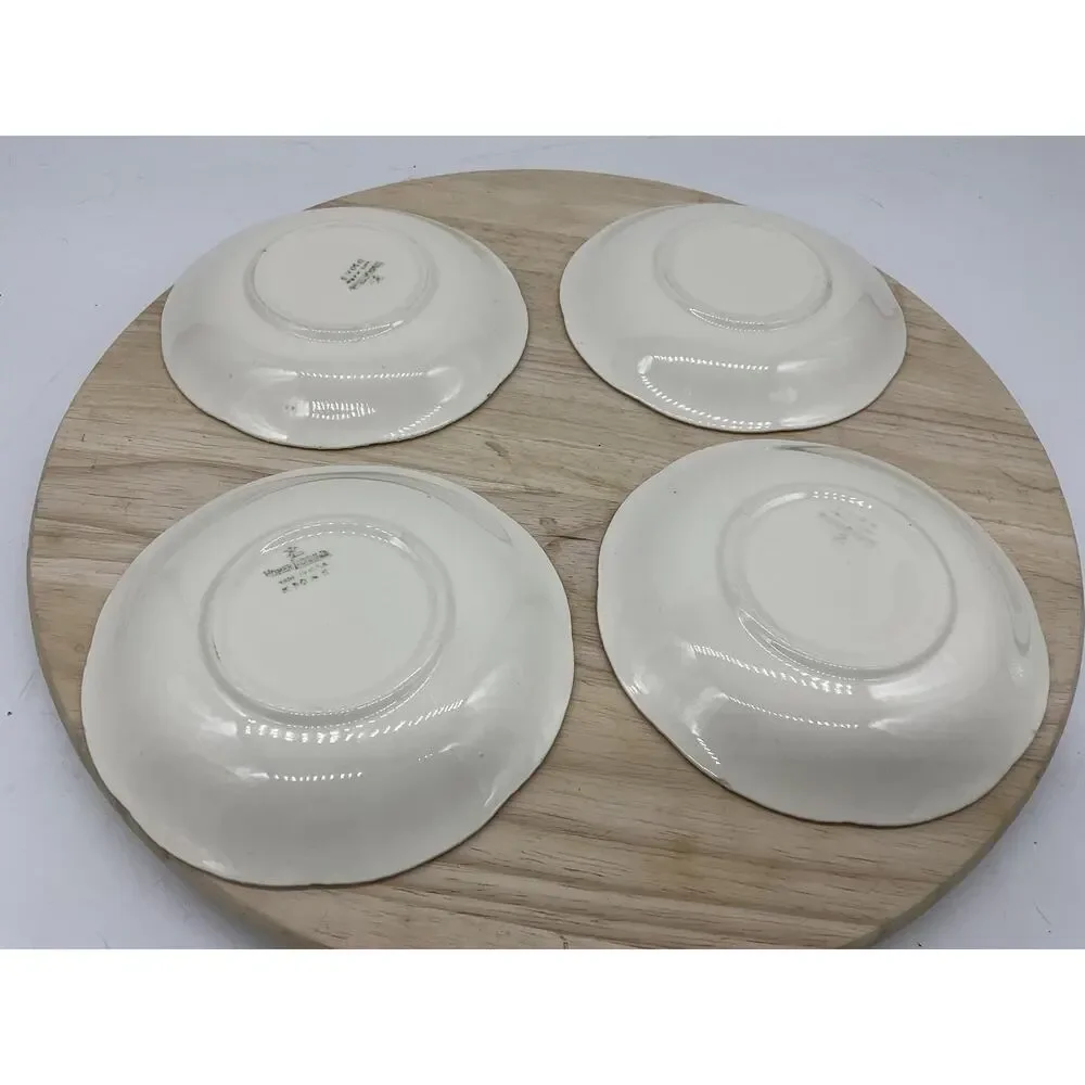 Homer‎ Laughlin Dessert Bowls Set 4 White Gold Courting Couple USA Scene Vintage